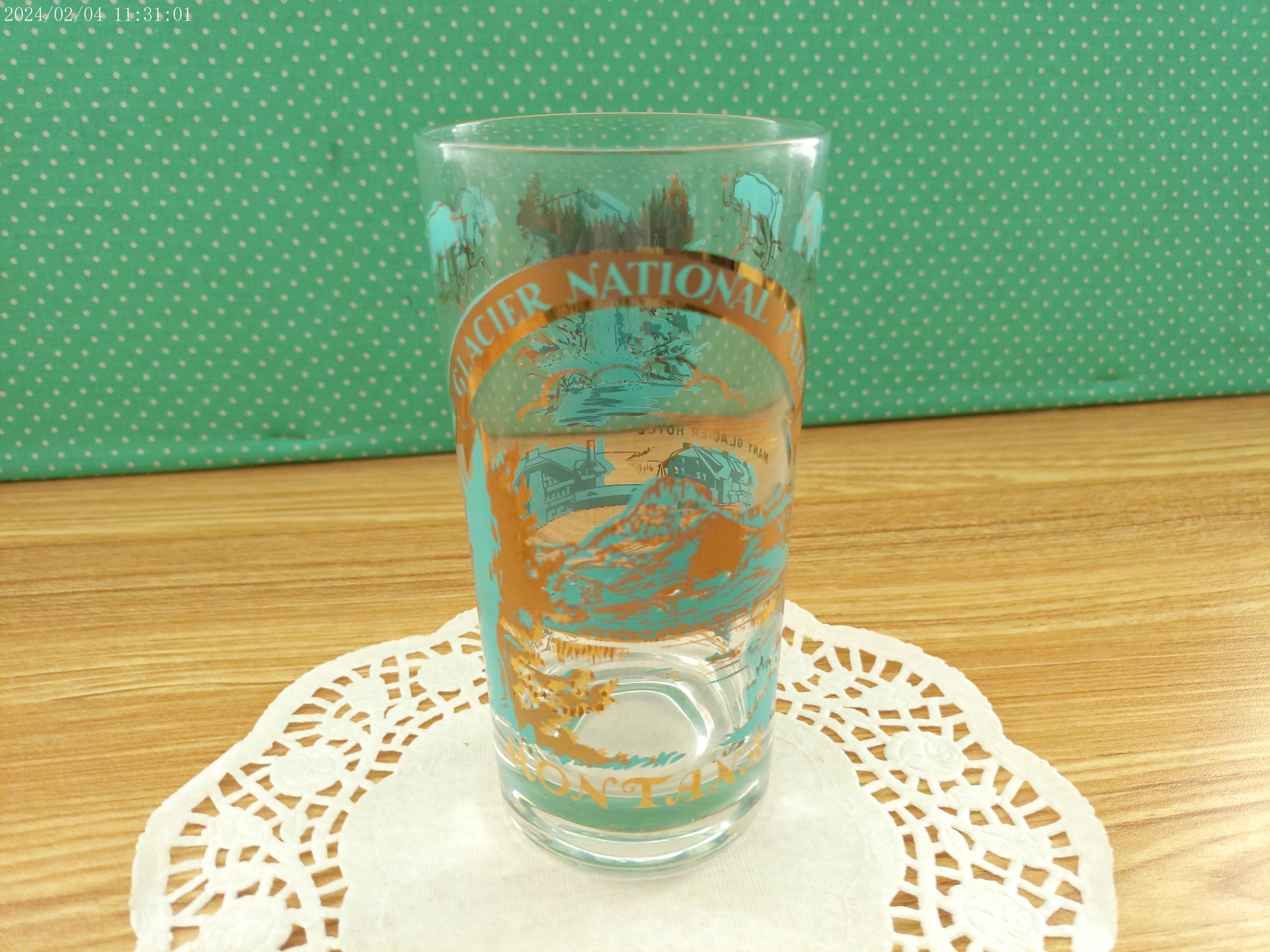 Vintage Glacier National Park Tumbler Glass, Montana Souvenir, 10 Fluid Ounce, Bar Glassware