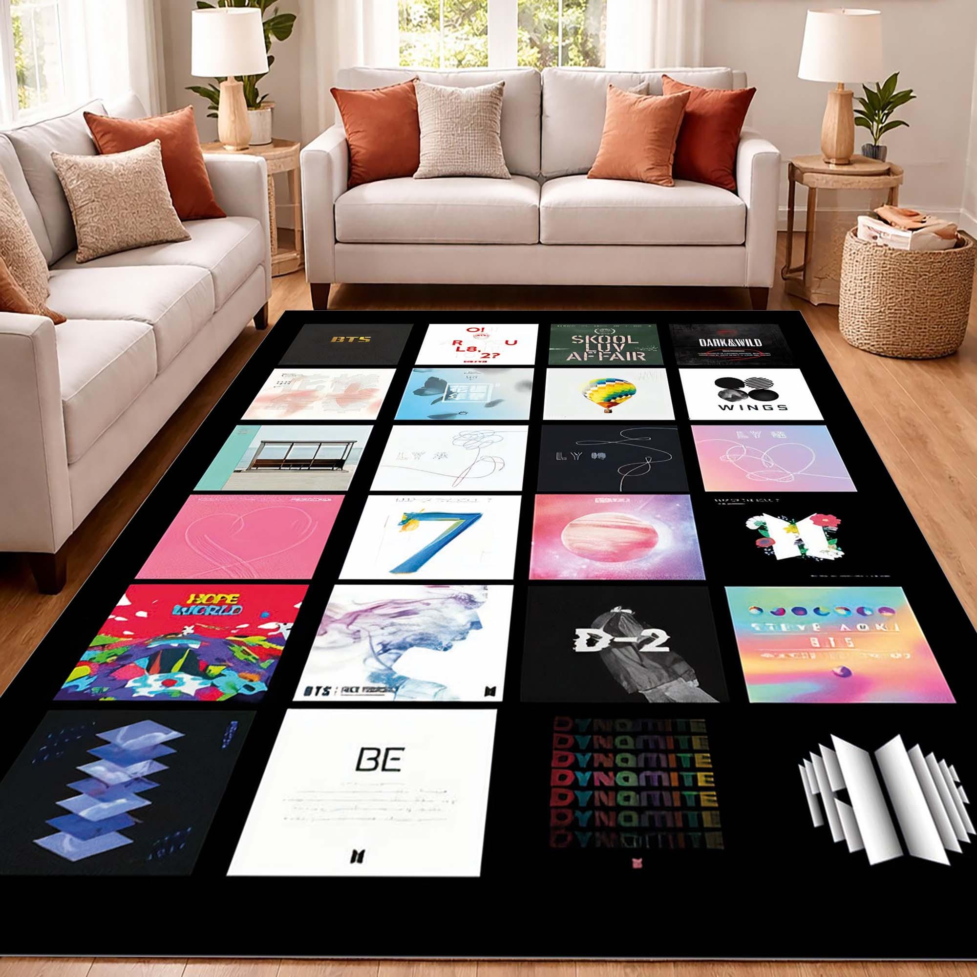 BTS Album Cover Design Rug, K-pop Music Collage Rug, Soft Area Rug ...