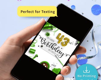 Cartão de Aniversário de 43 Anos - Download Digital - Cartão Eletrônico Instantâneo - Compartilhe por SMS - Celebração no Smartphone - Marco da Idade - Quarenta e Três Anos - Dourado
