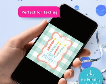 Digital Birthday Card Instant Download Greeting Image Text Message Happy Birthday Candle Celebration Textable File Electronic Greeting