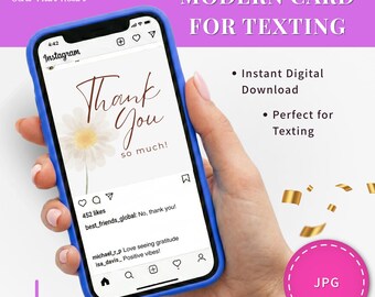 Digital Thank Card Watercolor Daisy Floral Design Elegant Script Message Wedding Note Printable Download Instant File Rustic Style Flower