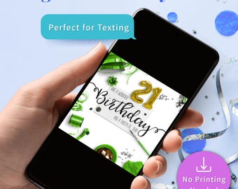 21st Birthday Card Digital Download Instant Greeting Celebration Milestone Twenty First Turning Daughter Son Friend Coming Age Wishes