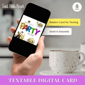 Digital Birthday Card Text Message Greeting Jpg Instant Delivery Last Minute Wish Virtual Celebration Balloon Design Colorful Party Online