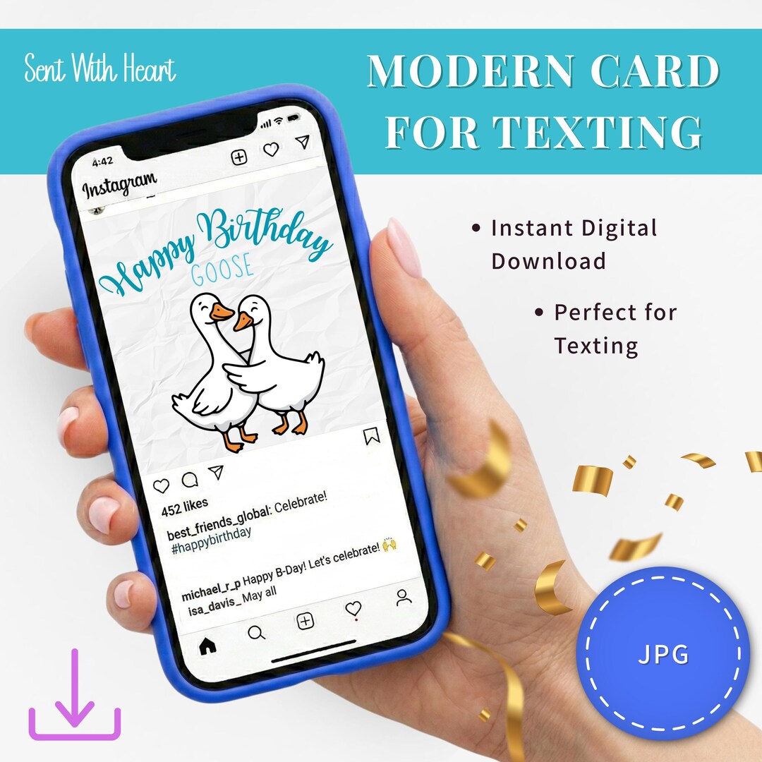 Goose Birthday Card Textable Download Instant Digital Greeting File ...