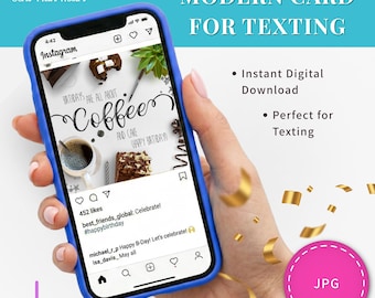 Digital Birthday Card Coffee Theme Birthday Greeting Card Digital Instant Download Birthday Image Text Message Wishes Coffee Lover Birthday