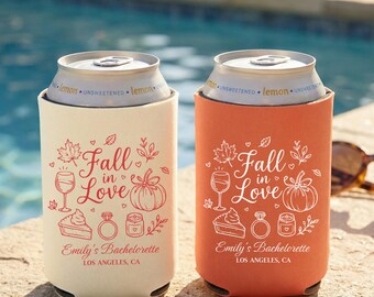 Portabevande "Fall In Love" per addio al nubilato, fascia portabevande personalizzata per sposa autunnale, bomboniera per addio al nubilato a tema zucca, regalo per damigella d'onore