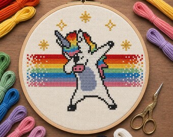 Dabbing Unicorn Cross Stitch Pattern (Digital Download)