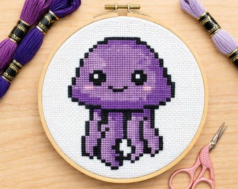 Cute Jellyfish Cross Stitch Pattern (Digital Download)