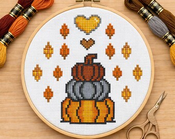 Autumn Pumpkins Cross Stitch Pattern (Digital Download)