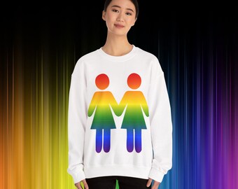 Rainbow Lesbian Pride Couple Sweatshirt | LGBTQ Rainbow Crewneck