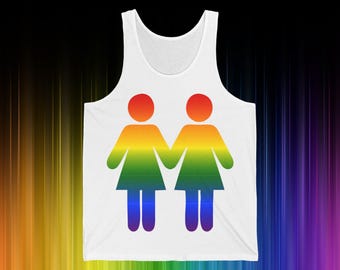 Tęczowy bezrękawnik dla lesbijek | Koszulka z grafiką LGBTQ Pride