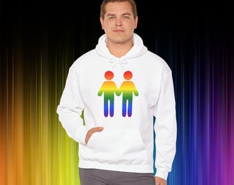 Rainbow Couple Icon Hoodie | Pride Hands Holding Hooded Sweatshirt