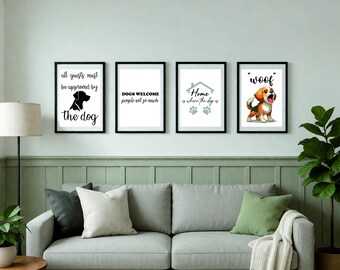 Dog Lover Wall Art Prints | Set of 4 A4 Dog Quotes (Digital Download)