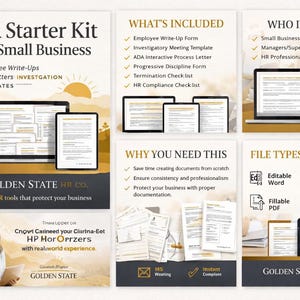 Small Business HR Starter Kit | Employee Write-Up, ADA Letter, Investigation Forms (Instant Download)
