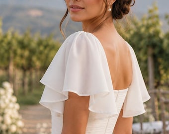 Maniche in chiffon staccabili, maniche da sposa, maniche per abito da sposa, copribraccia rimovibile, maniche a mantello morbide, copribraccia rimovibile