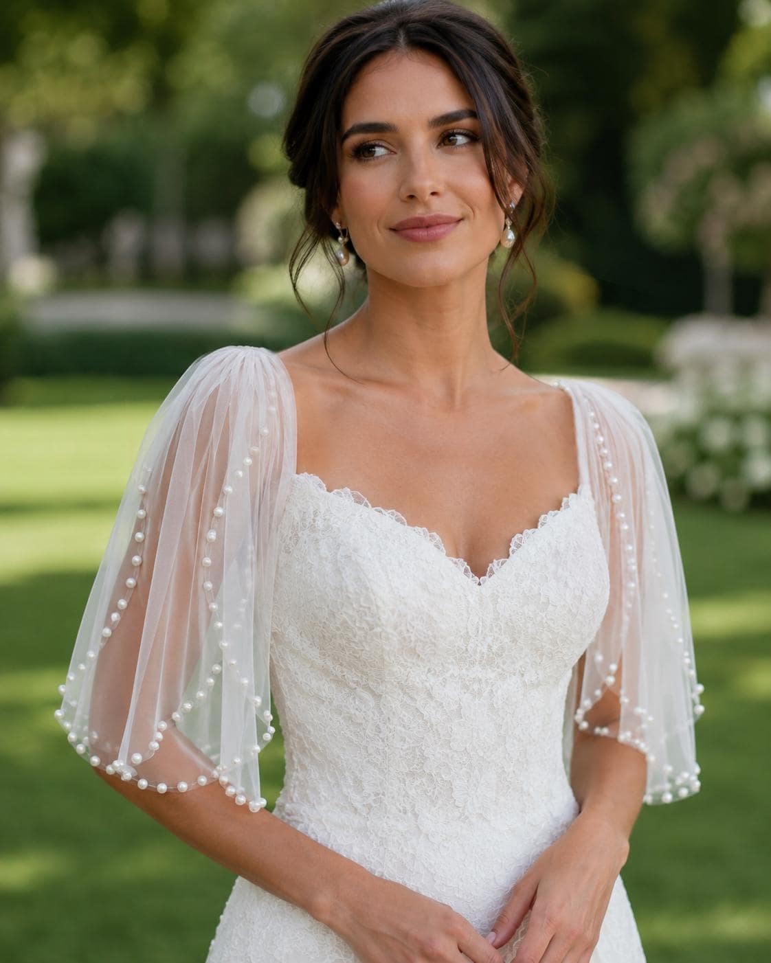 wedding dress topper short sleeve Amsale, Lauretta Topper (Style #66729419) - BHLDN Wedding Dress Save 27%