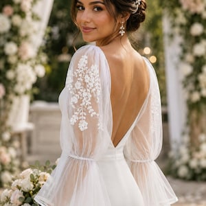 etsy embroidered wedding dress Embroidered Floral Wedding Dress: Rose Flower Bridal Gown