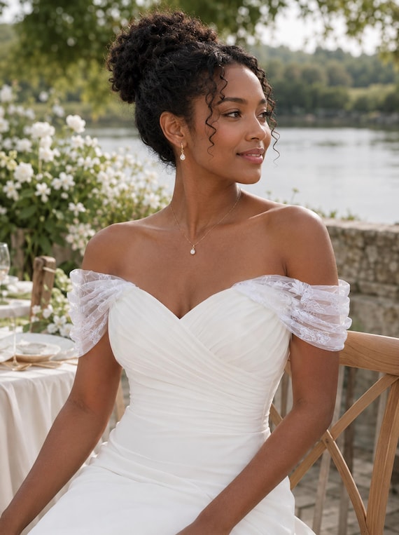 adding straps to a strapless wedding dress Did you know that many of our gowns can be altered add straps, halter or sleeves?? This particular gown comes with detachable strap so that you can change it Available in ivory. Adding delicate lace straps to