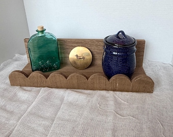 Wooden Scalloped Floating Shelf – Whimsical Nursery Book Ledge Wall Decor