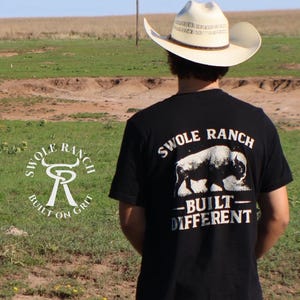 Built Different T-Shirt Swole Ranch Western Fitness Bison Graphic Tee