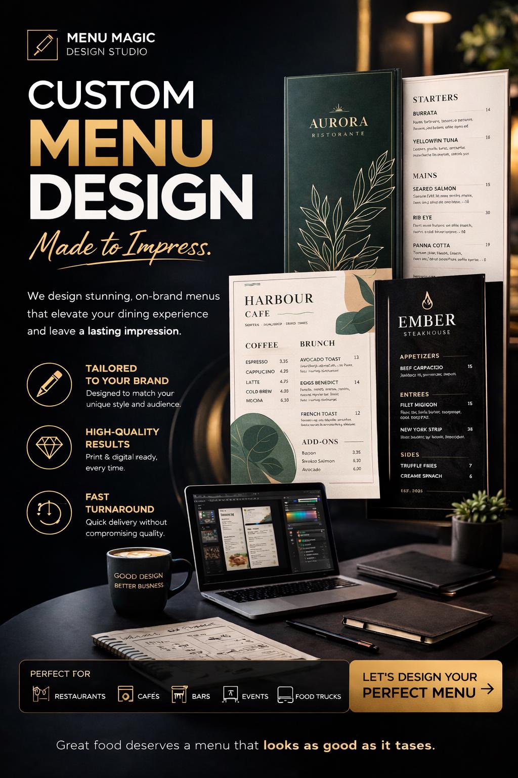 Custom Restaurant Menu Design | 5+ Page, Multi-page, Print-ready Files ...