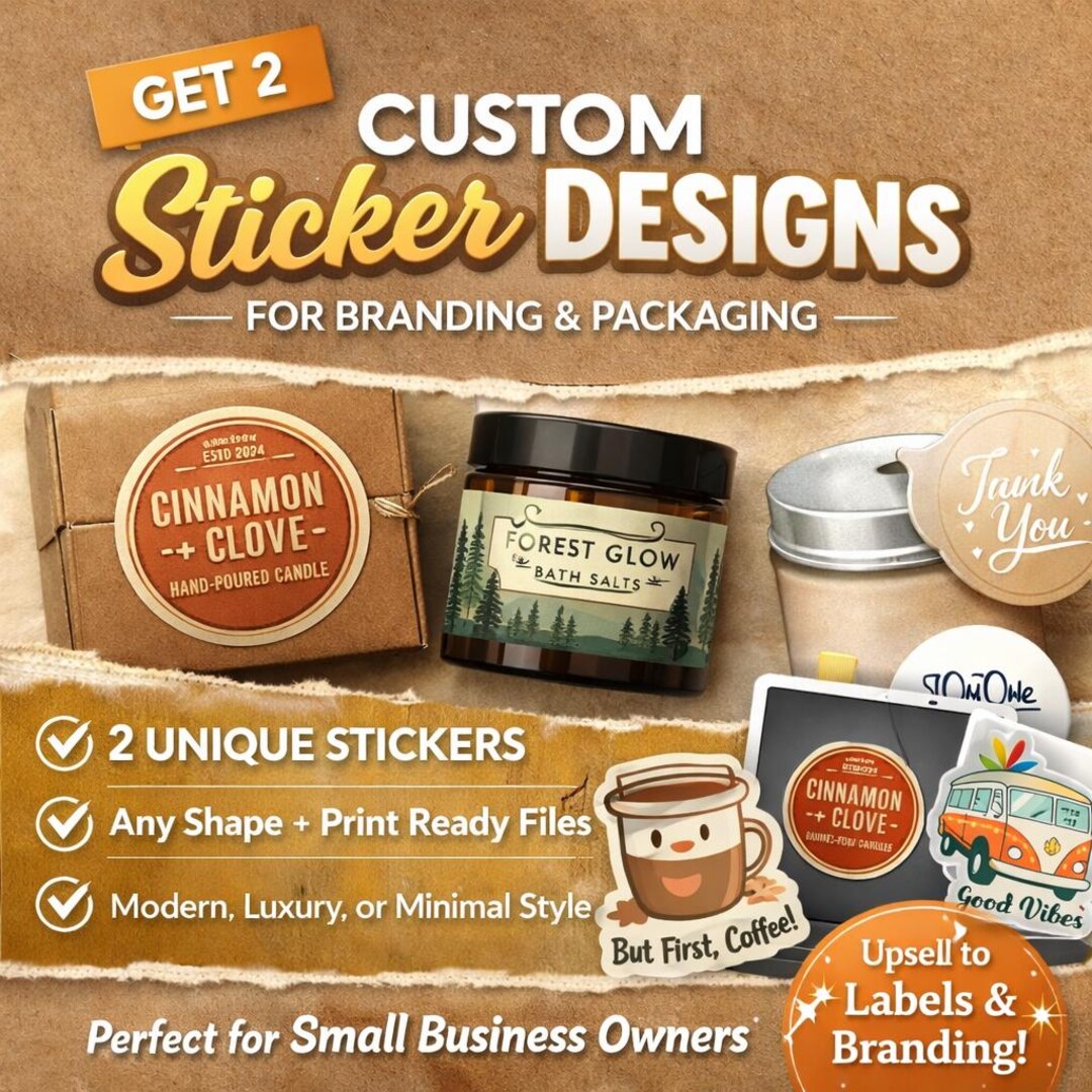 Custom 2 Custom Sticker Designs for Branding, Packaging, Product Labels ...
