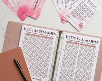 Bundle with Budget Challenges and 24 Budget Trackers & Category Envelopes | Cash Stuffing Method | Family Finance Organization