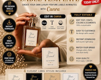 Minimalist Perfume Label Template, Luxury Fragrance  Stickers (Digital Download)