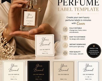 Minimalist Perfume Label Template, Luxury Fragrance  Stickers (Digital Download)