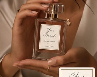 Minimalist Perfume Label Template, Luxury Fragrance  Stickers (Digital Download)