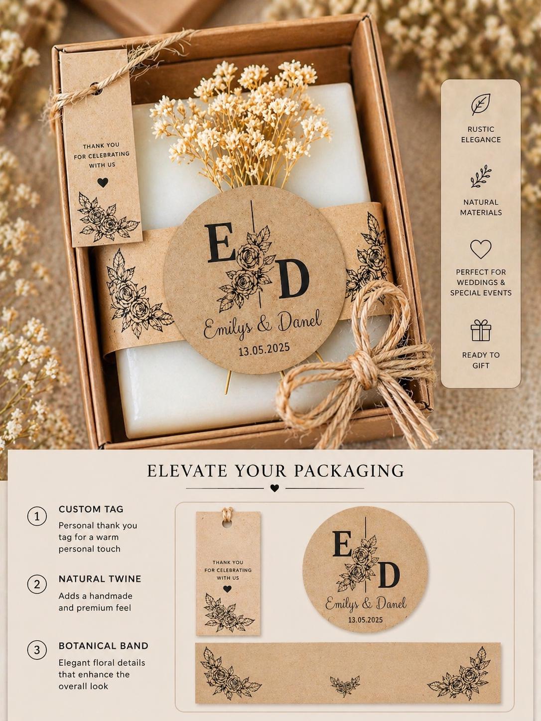 Editable Wedding Favor Label Template | Minimalist Rustic Soap ...