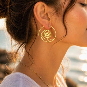 Spiral Earrings, Swirl Statement Jewelry, Geometric Design, Chic Gift for Her, Modern Elegant Style