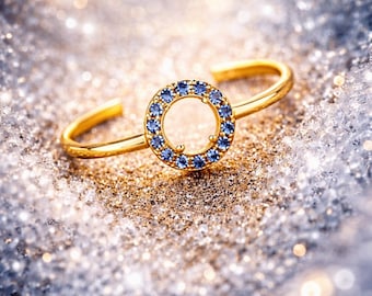 Blue Stone Ring Set for Women,Gold Stainless Steel Stackable Rings,Geometric Rings Set,Minimalist Statement Rings,Vintage Style Jewelry Gift