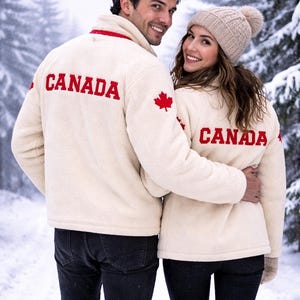 Canada Sherpa Jacket Men & Women – White Sherpa Fleece Jacket | Shane Hollander Inspired Couple Jacket
