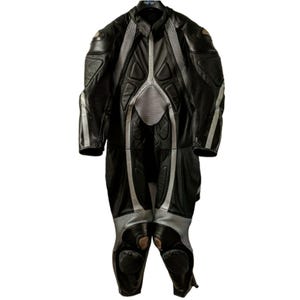 Dainese T Age Motorbike Motorcycle Racing Leather Suit Black and Gray. image 2