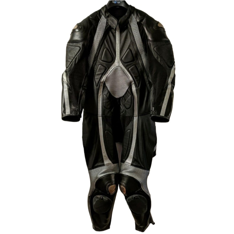 Dainese T Age Motorbike Motorcycle Racing Leather Suit Black and Gray. image 2