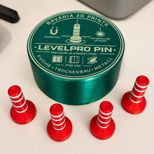 LevelPro Pin – Magnetic Leveling Tool | Laser Alignment for Kitchen & Furniture | Cabinet Leveling Tool | Drywall and Metal Construction | 8-Piece Set with Box