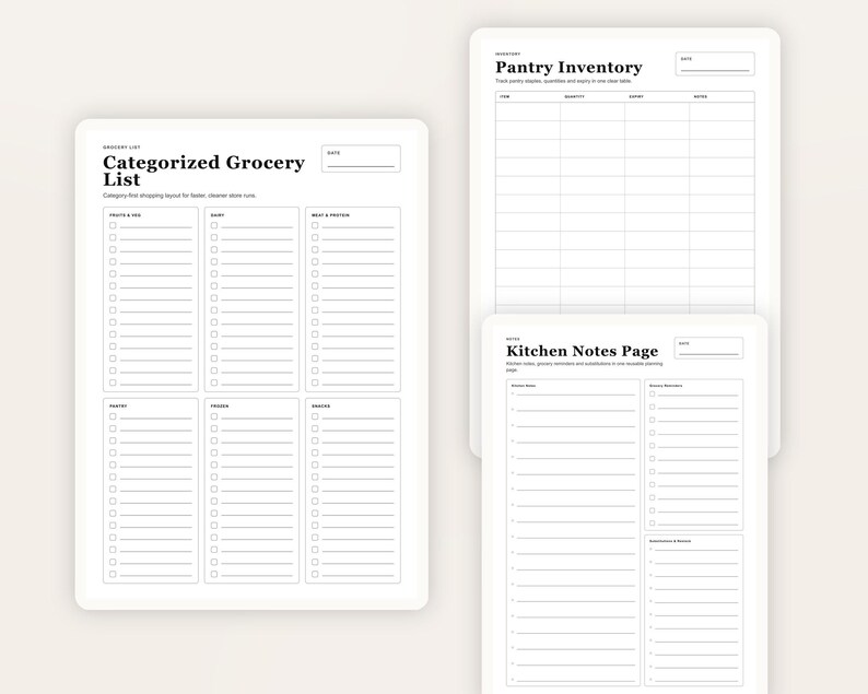 Printable Meal Planner Bundle, Weekly Daily Plans, Grocery List (A4 PDF ...