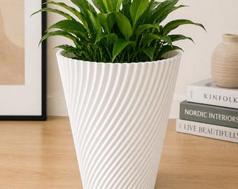 Vaso de Lixo Espiral Moderno | Lixeira Decorativa Impressa em 3D, Ideal para Escritório e Banheiro