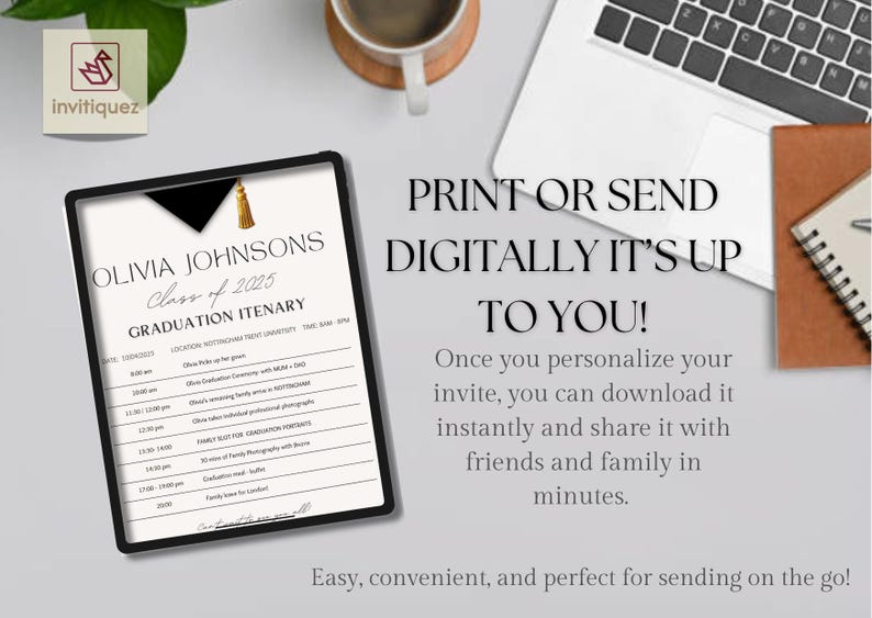 Minimal Graduation Day Timeline Template | Graduation Program Printable ...