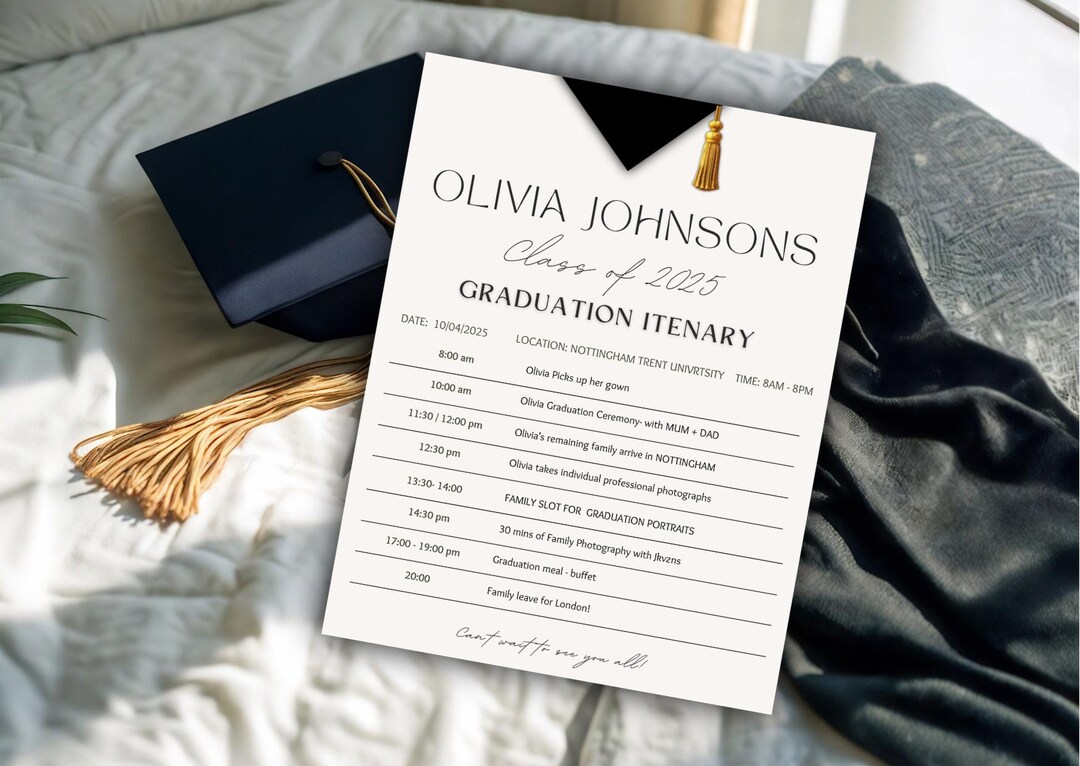 Minimal Graduation Day Timeline Template | Graduation Program Printable ...