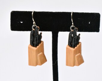 Knife Earrings - Knife Block - Gift for Chef or Cook! - CE643