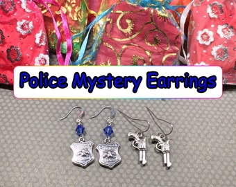 GUN drop Earrings ladies gangster// police costume SURGICAL STEEL assorted design