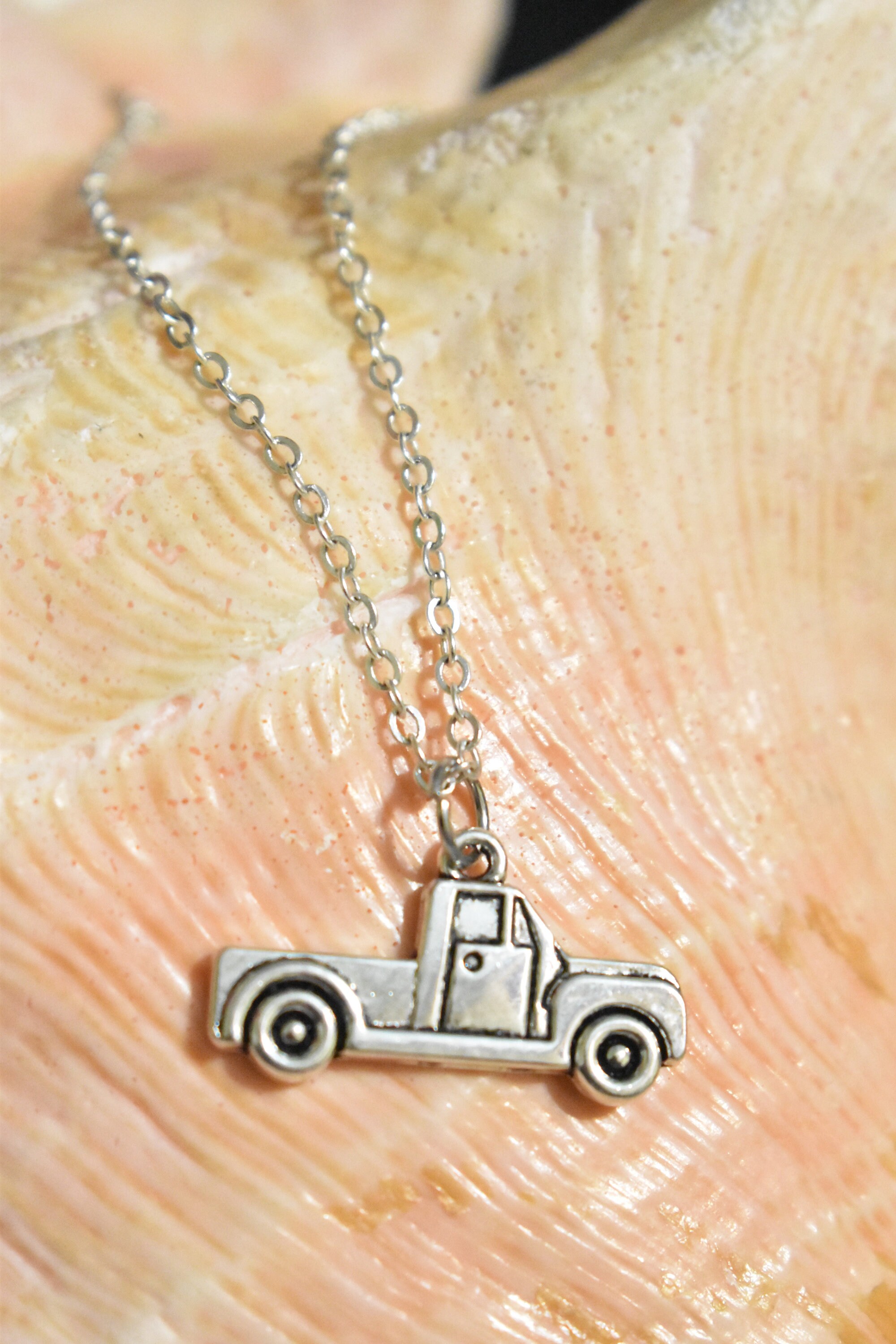 Truck Necklace Truck Charm Necklace Silver Chain Car Charm Etsy