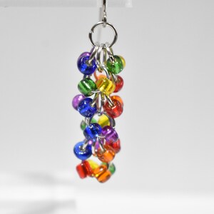 Rainbow Earrings, Rainbow Cluster Earrings, Rainbow Chainmaille Earrings, Rainbow Pride Earrings, Beaded Shaggy Loops Earrings, LGBTQ, CM7 画像 7