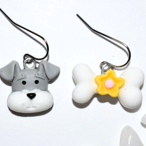 Dog Earrings, Mismatched Dog & Bone Earrings, Puppy Earrings, Dog Bone Earrings, Animal Earrings, Dog Jewelry, I Love Dogs, Dog Gift, BE17