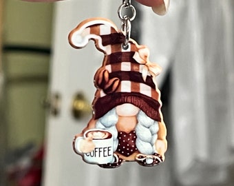 Coffee Gnome Earrings, Gnome Holding Coffee Cup Earrings, Coffee Earrings, Coffee Jewelry, Gnome Jewelry, I Love Gnomes, Gnome Lover,  BE218