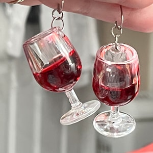 3D Wine Glass Earrings, Red Wine Earrings, Wine Earring, Wine Jewelry, Alcohol Earring, Alcohol Jewelry, Wine Lover Gift, I Love Wine, BE211