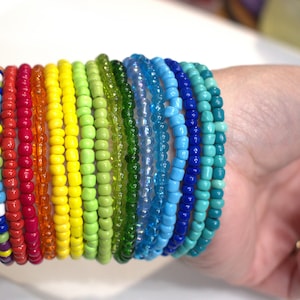 Custom Seed Bead Bracelets, 6/0 Seed Bead Bracelets, Beaded Bracelets, Stackable Bracelets, Buy Single Bracelet or Custom Color Set, SB55