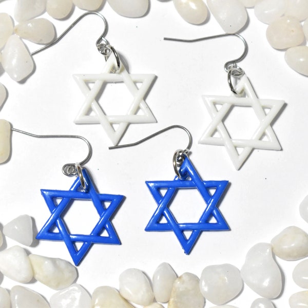 Star of David Earrings, Hanukkah Earrings, Hanukkah Charm Earrings, Chanukah Earrings, Jewish Earrings, Hanukkah Clip-On Earrings, CE316